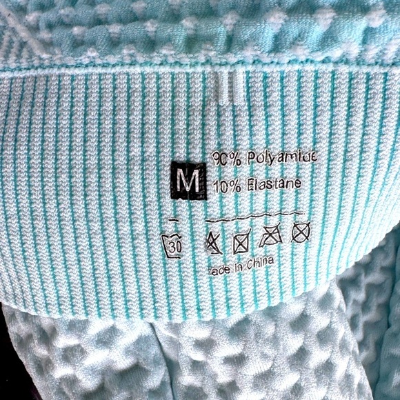 Light Blue Textured Activewear Pong Sleeve Full Zip Shirt - Picture 6 of 7